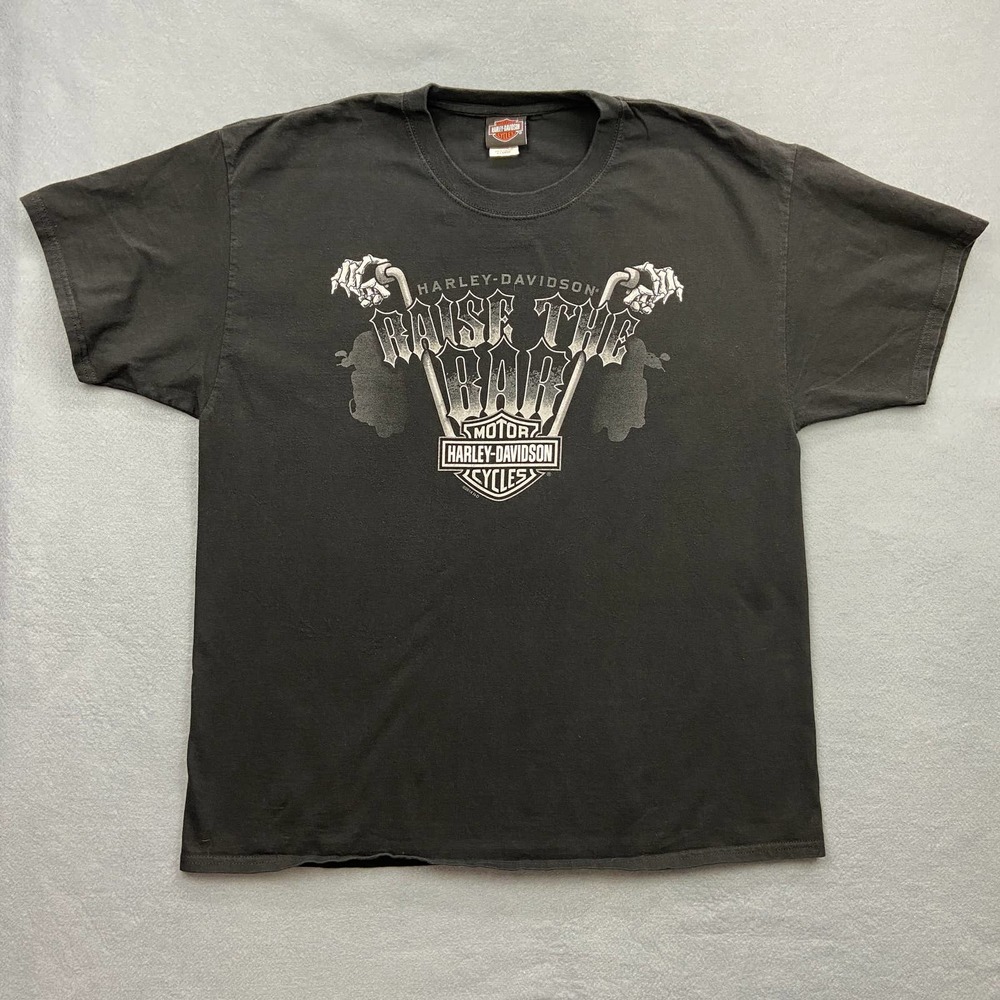 Harley Davidson Shirt Mens XL Black Raise The Bar Buffalo Bill Cody Wyoming